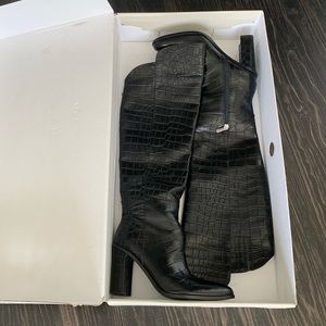 NWB Marc Fisher Over the Knee Black Croc Boots